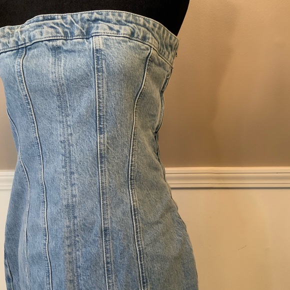 ZARA Denim Strapless Mini Dress - Picture 3 of 9